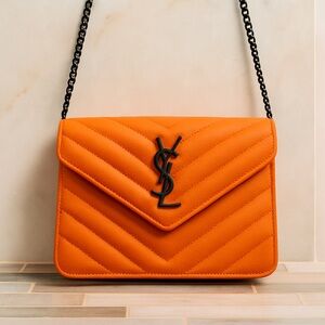 Orange Envelope Quilted chain crossbody Bag